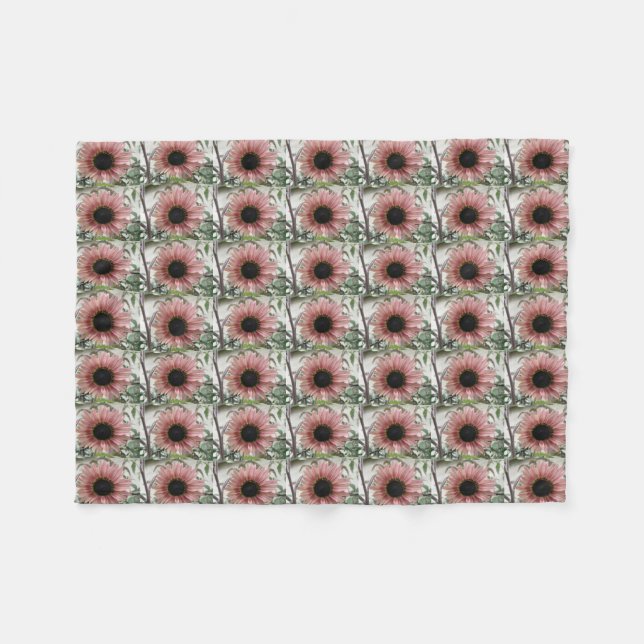 Pellrosa Sonnenblume Fleecedecke (Vorderseite (Horizontal))