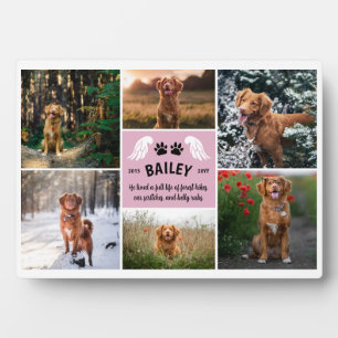 Pellrosa Wings Dog Paws Memorial Foto Collage Fotoplatte