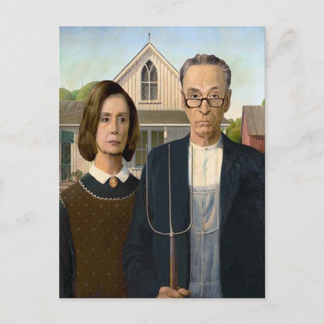 Pelosi und Schumer American Gothic Postkarte (Vorderseite)