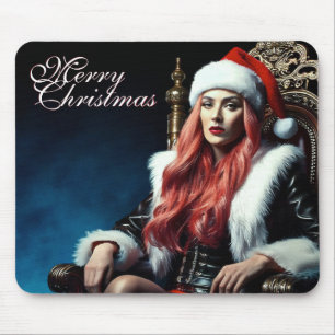 Pelz- und Lederdiva – Frohe Weihnachten Mousepad