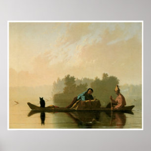 Pelzhändler, die den Missouri c. 1845 Poster