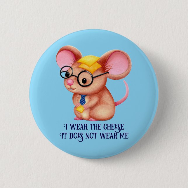 Pelziger Käse-Mann-Geschäfts-Maus-Krawatte-Brille- Button (Vorderseite)