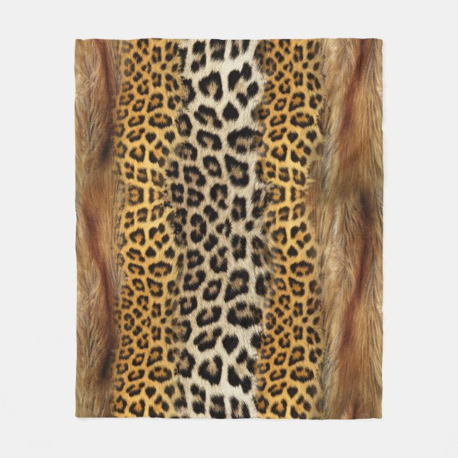 Pelzstruktur: Fuchs und Leopard. Fleecedecke (Vorderseite)
