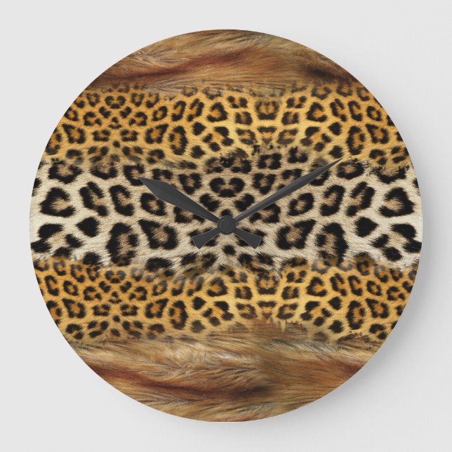 Pelzstruktur: Fuchs und Leopard. Große Wanduhr (Vorderseite)