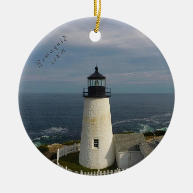 Pemaquid Point Landschaftlich Coastal Maine Leucht Keramik Ornament (Vorne)