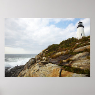 Pemaquid Point Leuchtturm auf einem felsigen Hügel Poster