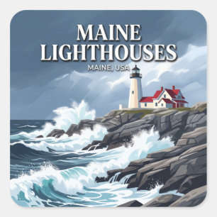 Pemaquid Point Leuchtturm Bristol Maine Reise Quadratischer Aufkleber