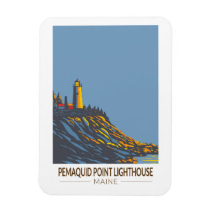 Pemaquid Point Leuchtturm Maine Reise Kunst Vintag Magnet