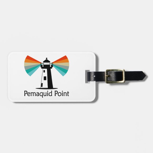 Pemaquid Point Leuchtturm Regenbogen Gepäckanhänger (Vorderseite horizontal)