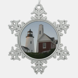 Pemaquid Point Light & Bell House Schneeflocken Zinn-Ornament