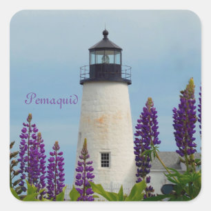 Pemaquid Point Light Bristol Maine Lighthouse Quadratischer Aufkleber