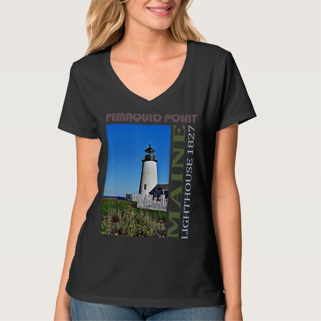 Pemaquid Point Lighthouse Maine Design T-Shirt (Vorderseite)