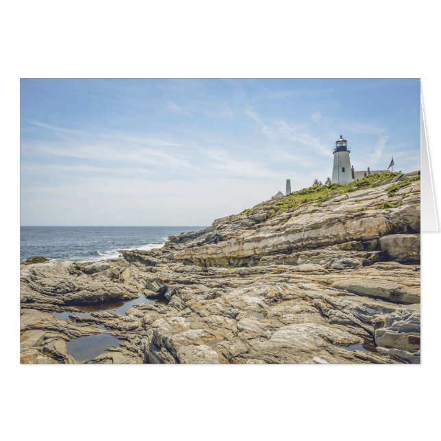 Pemaquid Point Lighthouse Maine Grußkarte (Vorderseite (Horizontal))