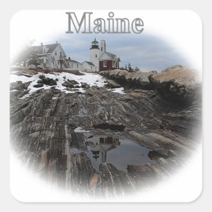 Pemaquid Point Lighthouse Maine Quadratischer Aufkleber