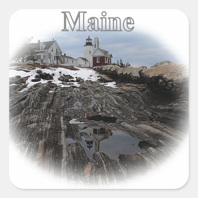 Pemaquid Point Lighthouse Maine Quadratischer Aufkleber (Vorderseite)