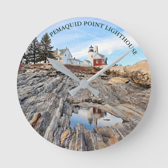 Pemaquid Point Lighthouse Maine Wall Clock Runde Wanduhr (Vorderseite)