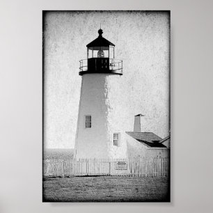 Pemaquid Point Maine Leuchtturm Schwarz-Weiß Poster
