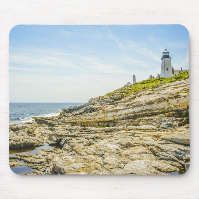 Pemaquid Point Maine Leuchtturm und Ozean Mousepad (Vorne)