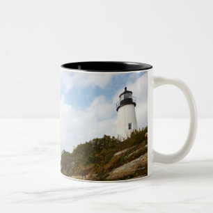 Pemaquid Punkt-Leuchtturm auf einem felsigen Zweifarbige Tasse