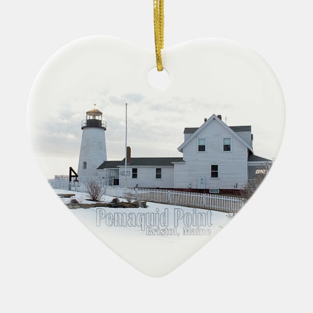 Pemaquid Punkt-Leuchtturm Keramik Ornament (Vorne)