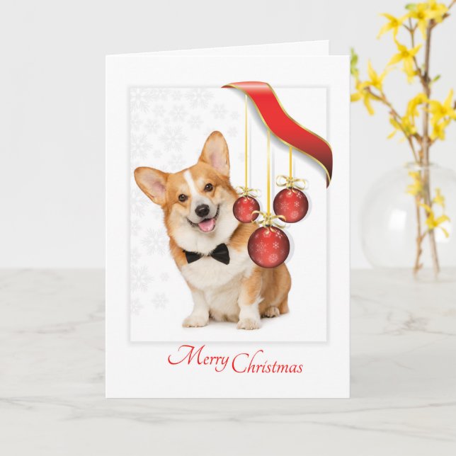 Pembroke Corgi Christmas Karte (Gelbe Blume)