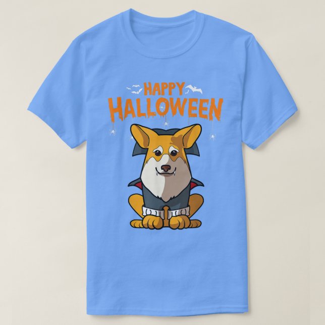 Pembroke Corgi Dog Halloween Kostüm Vampire Dracu T-Shirt (Design vorne)