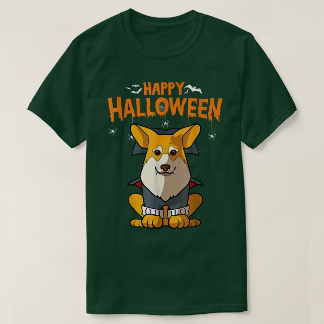 Pembroke Corgi Dog Halloween Kostüm Vampire Dracu T-Shirt (Design vorne)