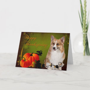 Pembroke Corgi Erntedank Card Feiertagskarte