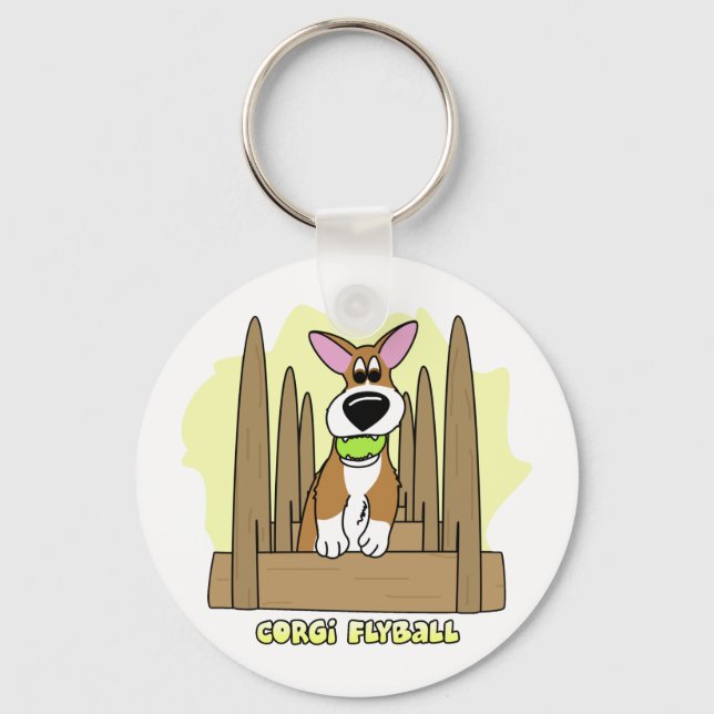 Pembroke Corgi Flyball Schlüsselanhänger (Vorderseite)