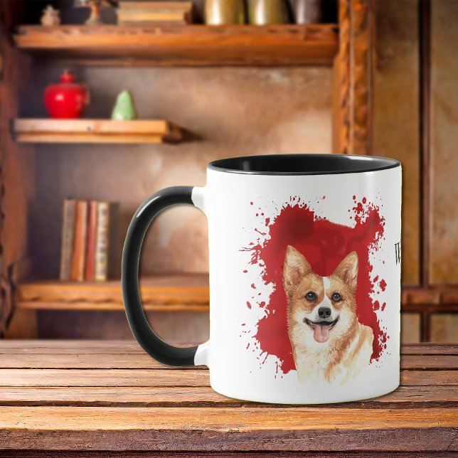 Pembroke Corgi Red Abstrakt Background Tasse (Von Creator hochgeladen)
