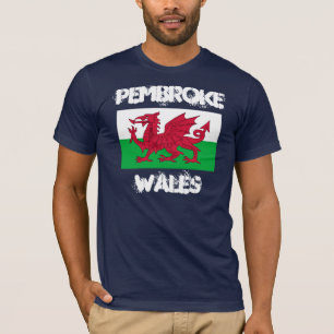 Pembroke, Wales mit walisischer Flagge T-Shirt