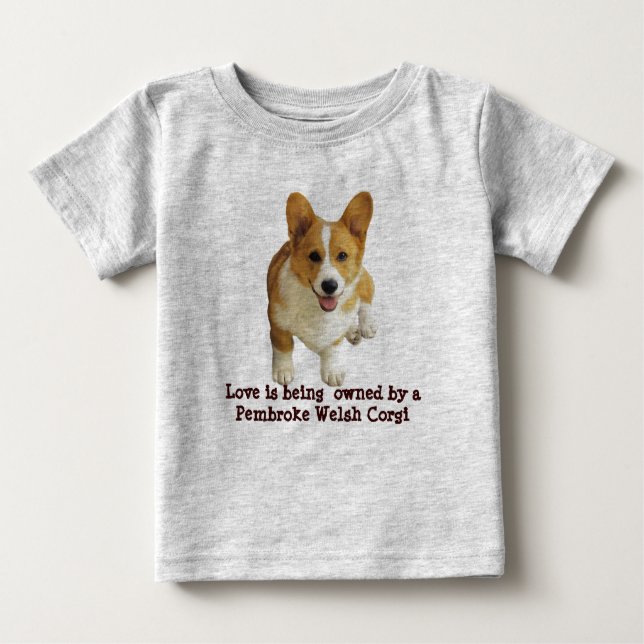 Pembroke-Walisercorgi-glückliches Baby T-shirt (Vorderseite)