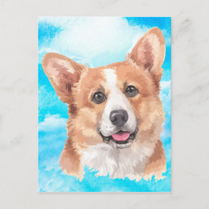Pembroke-Walisercorgi-Hundehaustier-Aquarell Postkarte