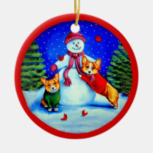 Pembroke-Walisercorgi-Kreis-Verzierung Keramik Ornament