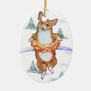 Pembroke-Walisercorgi-Oval-Verzierung Keramikornament