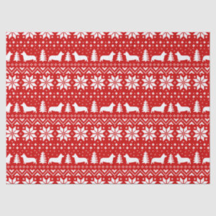 Pembroke-Walisercorgi-Silhouette-Weihnachtsmuster Seidenpapier