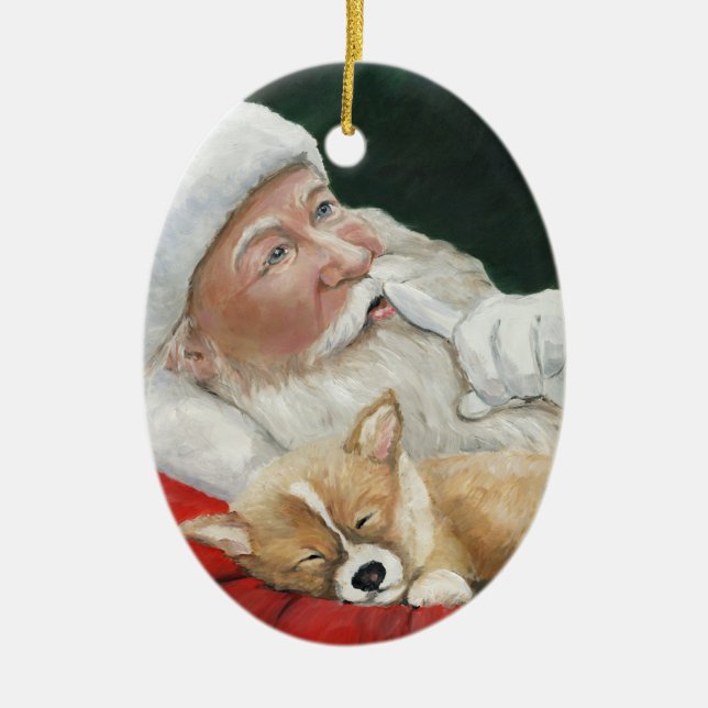 Pembroke-WaliserCorgi und Sankt-Kunst-Verzierung Keramikornament (Vorne)