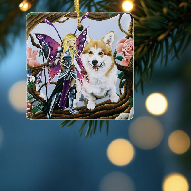 Pembroke Welch Corgi Fairy Fantasy Keramikornament (Von Creator hochgeladen)