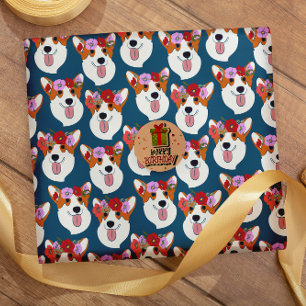 Pembroke Welsh Corgi Blue Cartoon Wrapping Paper Geschenkpapier