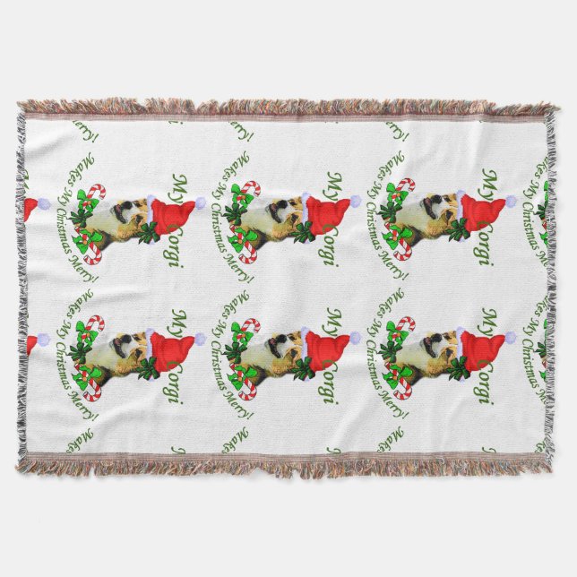 Pembroke Welsh Corgi Christmas Decke (Vorderseite)