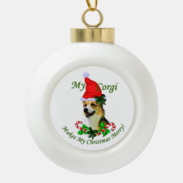 Pembroke Welsh Corgi Christmas Keramik Kugel-Ornament (Vorderseite)