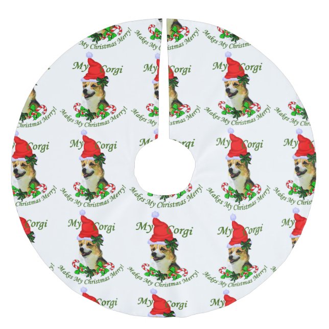 Pembroke Welsh Corgi Christmas Polyester Weihnachtsbaumdecke (Vorderseite)