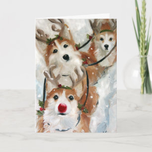 Pembroke Welsh Corgi Christmas Reindeer Feiertagskarte