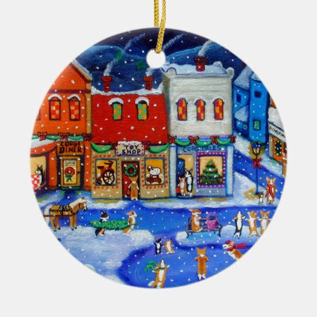 Pembroke Welsh Corgi Circle Ornament (Vorne)