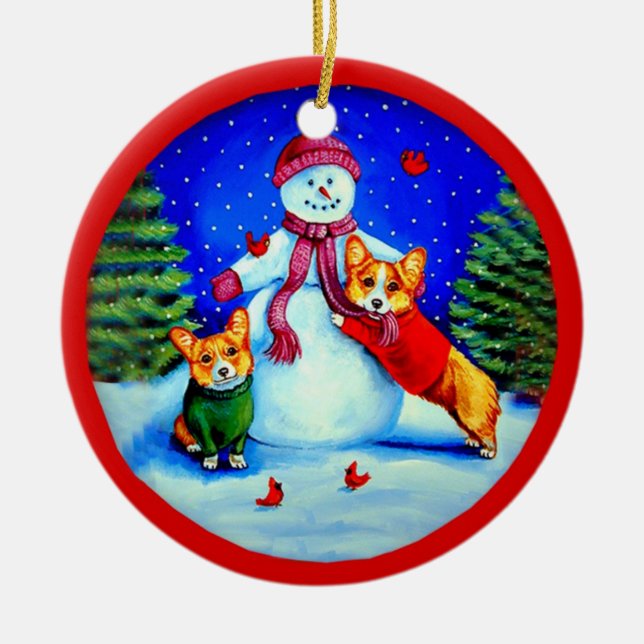Pembroke Welsh Corgi Circle Ornament (Vorne)