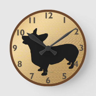 Pembroke Welsh Corgi Clock Runde Wanduhr