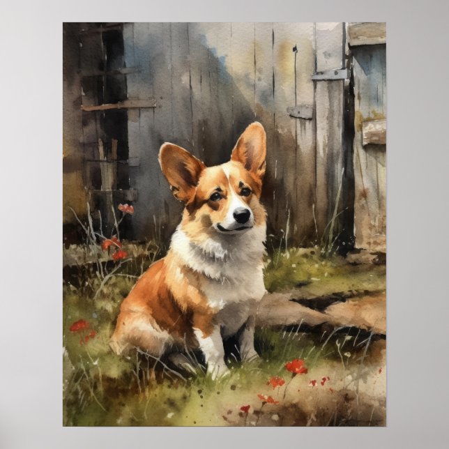 Pembroke Welsh Corgi Dog Art Print Poster (Vorne)