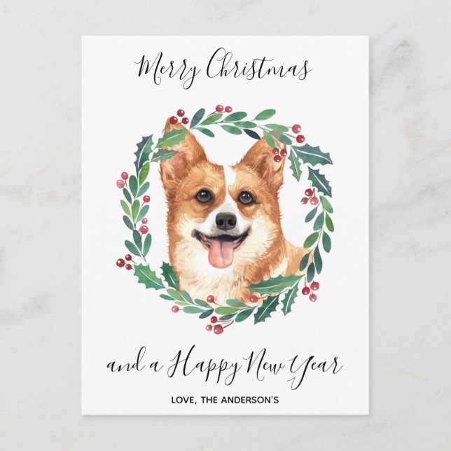 Pembroke Welsh Corgi Dog Elegant Frohe Weihnachten (Vorderseite)