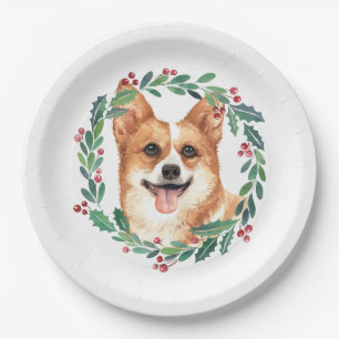 Pembroke Welsh Corgi Dog Eleganter Weihnachtsfeier Pappteller