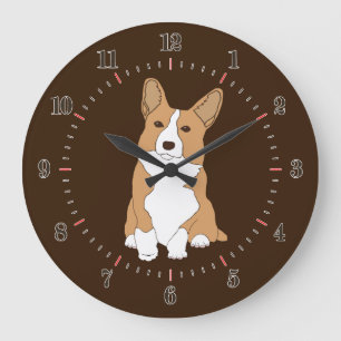 Pembroke Welsh Corgi Dog Große Wanduhr